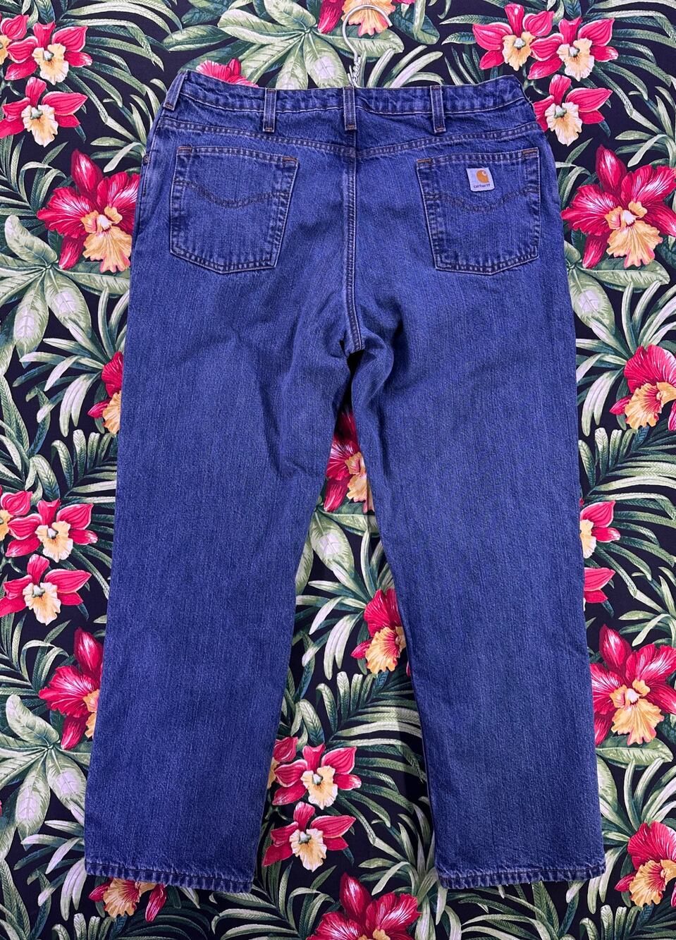 Vintage Carhartt Insulted Blue Jeans Red Interior Size 33